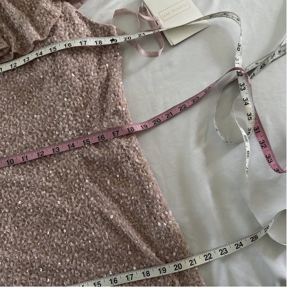 NWT $498 Mac Duggal [ 14 ] Sequined Drop Shoulder Trumpet Gown in‎ Mocha Pink - Picture 3 of 13